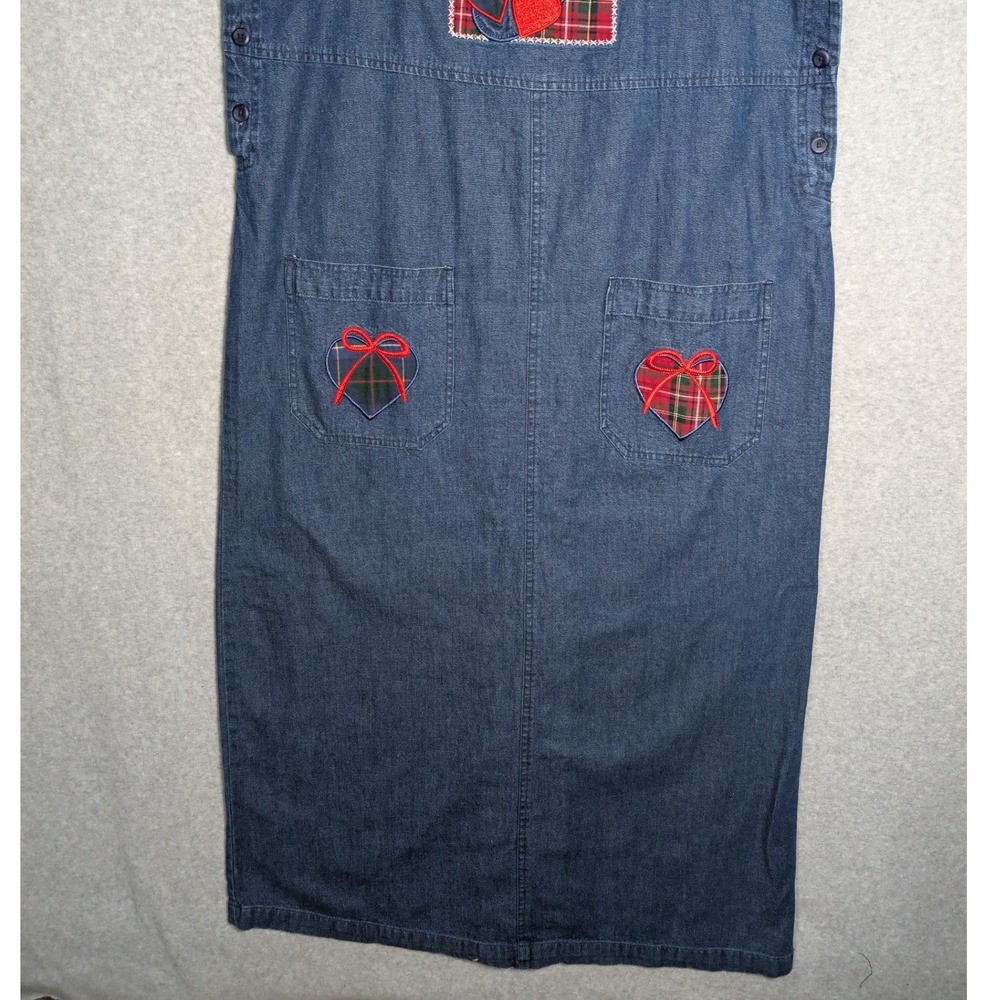 Westbound Pinafore Jumper Dress Medium Christmas Plaid Denim Holiday Festive - Picture 15 of 15